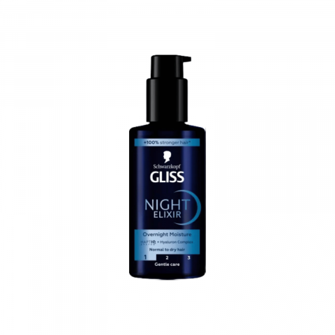 Masca si Tratament - Ser tratament pentru par normal spre uscat, Schwarzkopf Gliss Night Elixir Overnight Moisture, 100ml