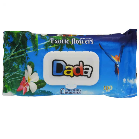 Servetele umede antibacteriene - Servetele umede Dada Exotic Flowers pachet, 100 buc