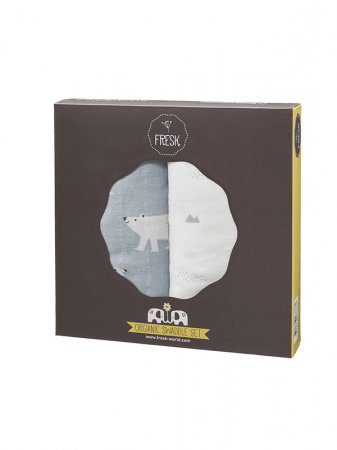 Jucarii, Copii & Bebe - Set 2 museline 120x120 cm, model Polar Bear - Fresk