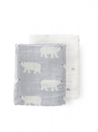 Jucarii, Copii & Bebe - Set 2 museline 70x60 cm, model Polar Bear -Fresk