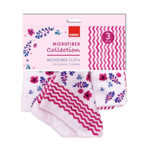 Uz Casnic - Set 3 lavete microfibra Sano-Spark-Design 30x30 cm, pink