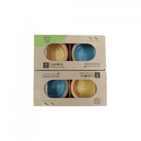 Vase pentru gatit - Set 4 Boluri din Lut Termorezistente 10 x 4 cm