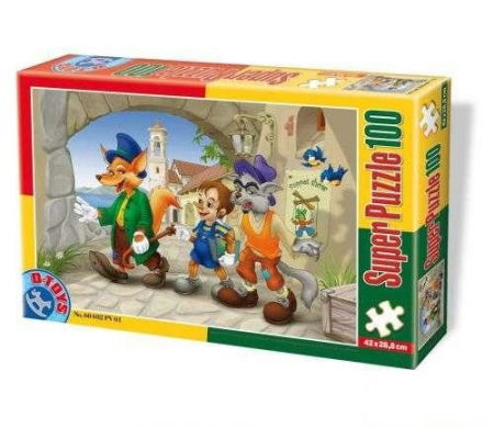 Jucarii, Copii & Bebe - Super Puzzle Pinocchio 100 piese D-TOYS
