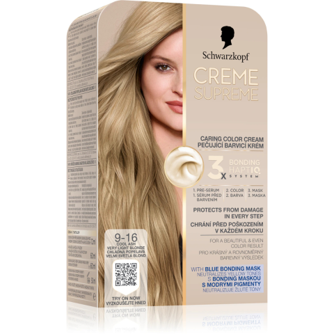 Ingrijire Personala & Cosmetice - Vopsea de par permanenta cu amoniac Schwarzkopf Creme Supreme, 9-16 Blond Foarte Deschis, 182 ml