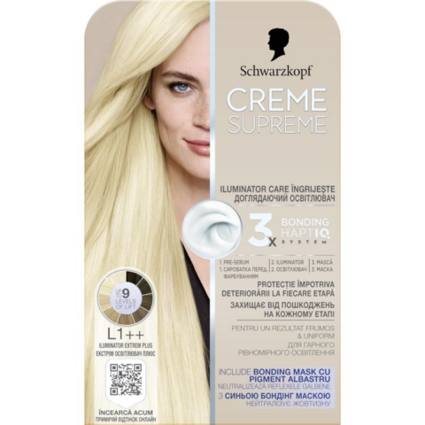 Ingrijire Personala & Cosmetice - Vopsea de par permanenta cu amoniac Schwarzkopf Creme Supreme, L1++ Iluminator Extreme Plus, 182 ml
