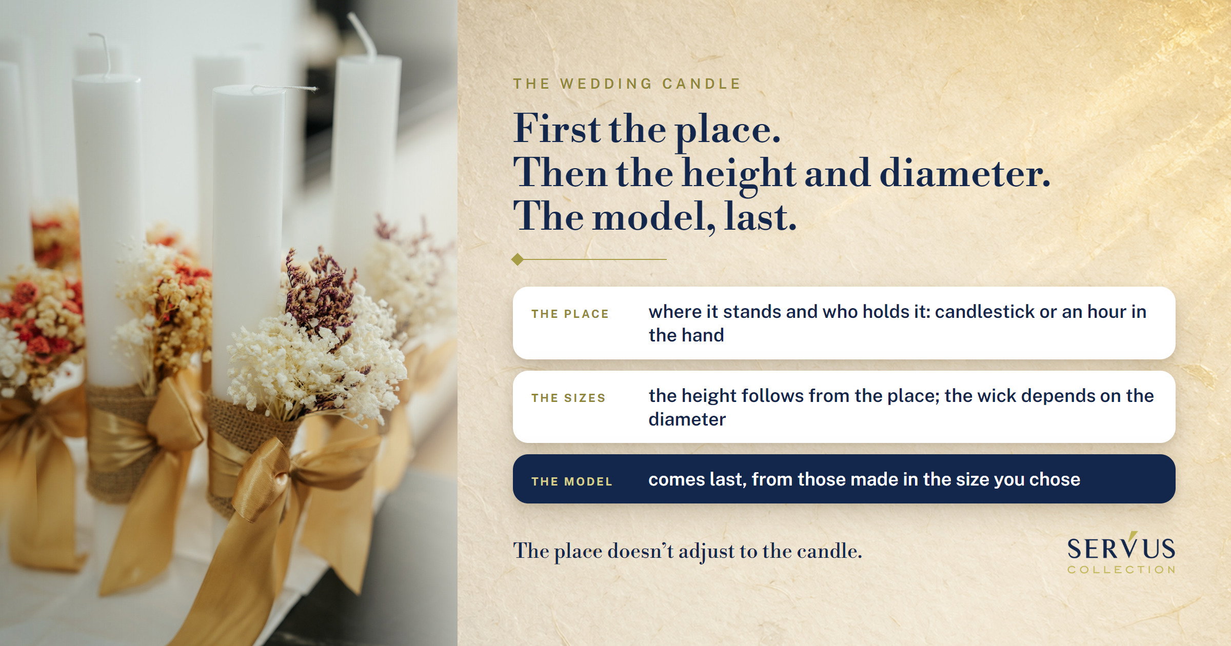 How to choose your wedding ceremony candle by height, diameter and burn time