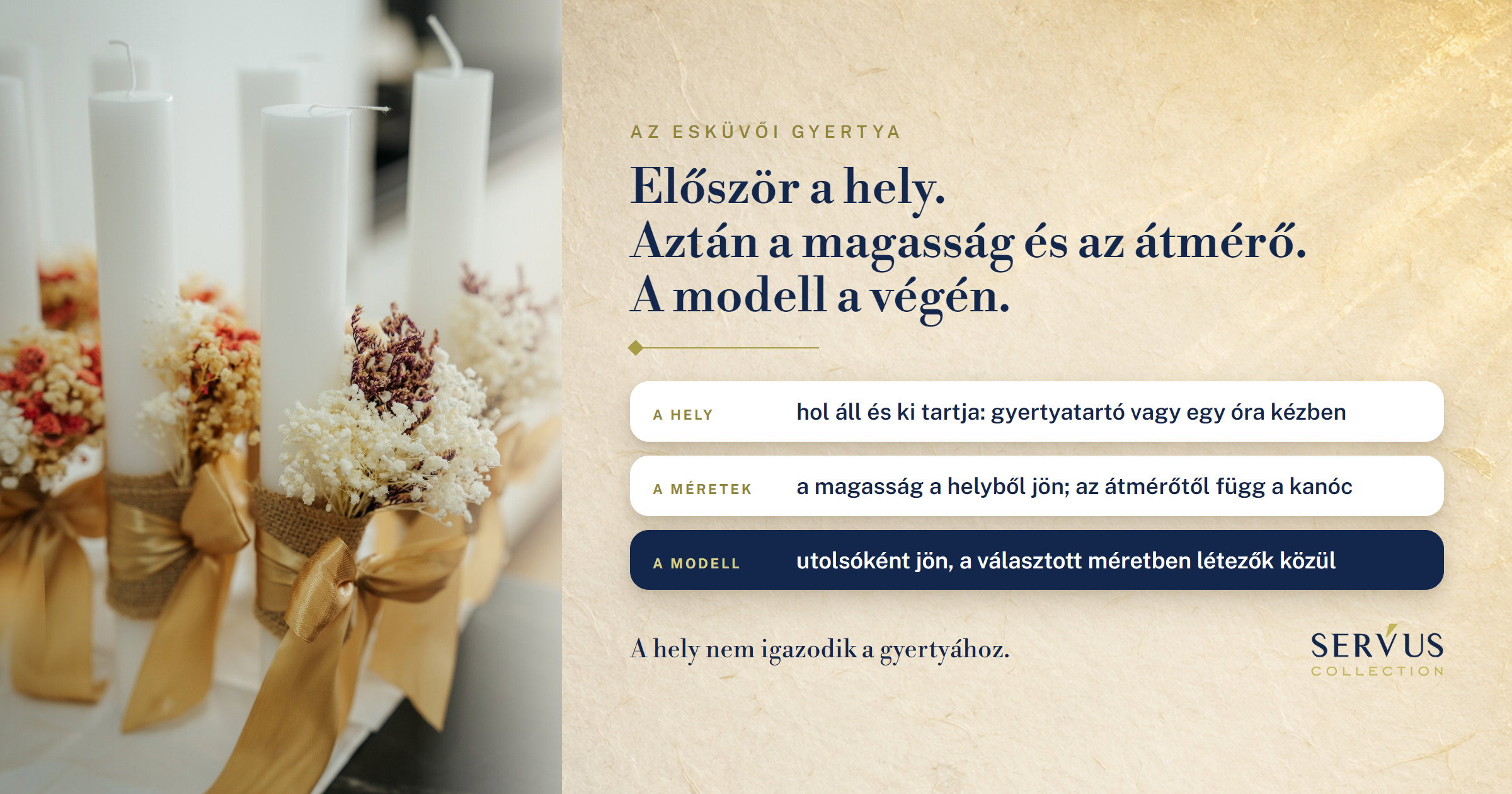 Hogyan válaszd ki az esküvői gyertyát magasság, átmérő és égési idő alapján