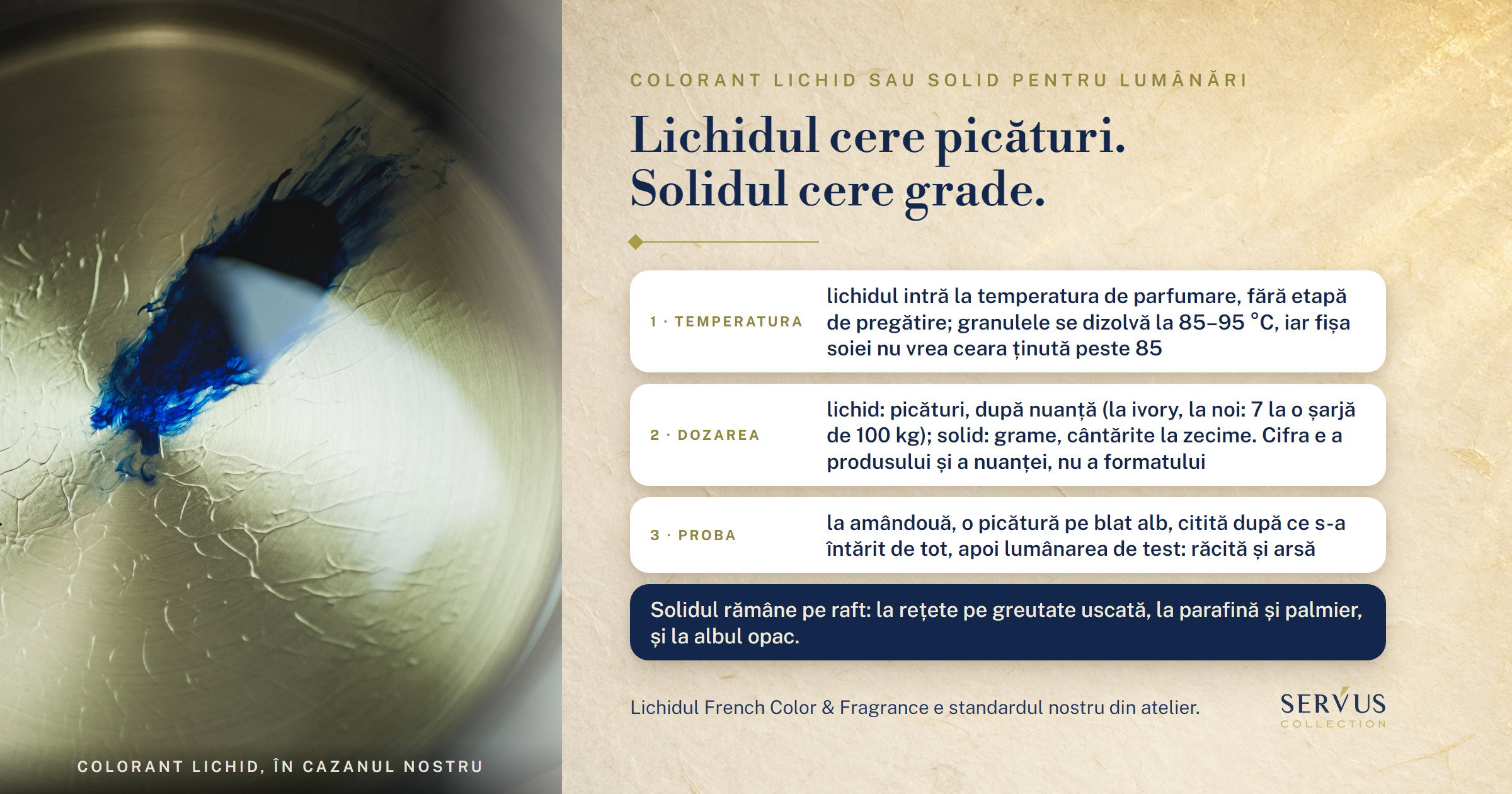 Colorant lichid sau solid pentru lumânări: de ce standardul nostru e lichidul