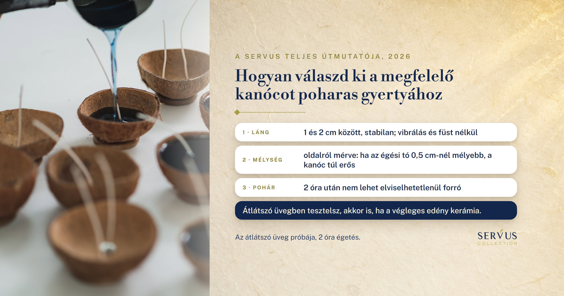 Hogyan válaszd ki a megfelelő kanócot poharas gyertyához – A Servus teljes útmutatója, 2026