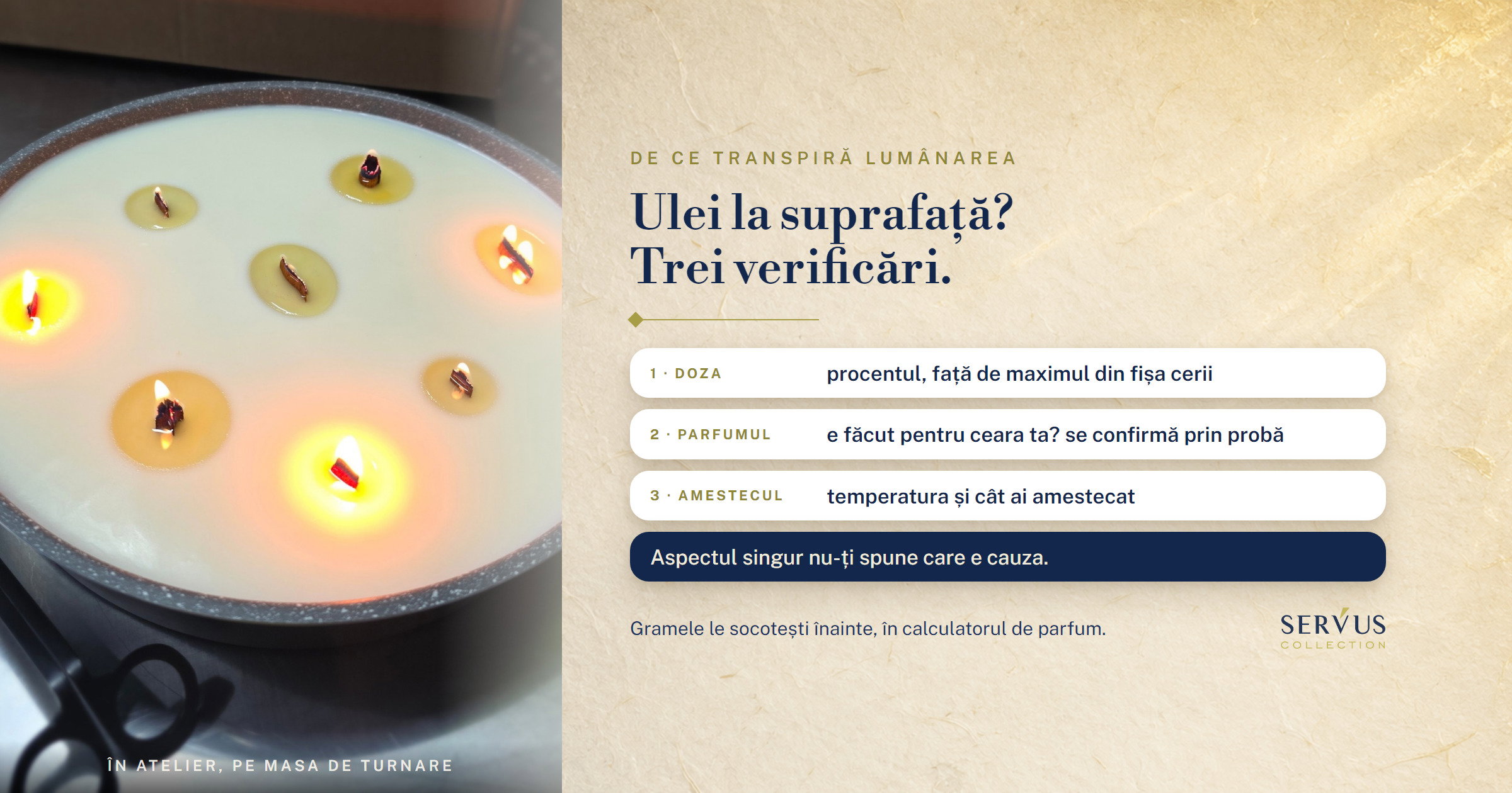 De ce transpiră lumânarea: trei verificări când apare ulei la suprafață