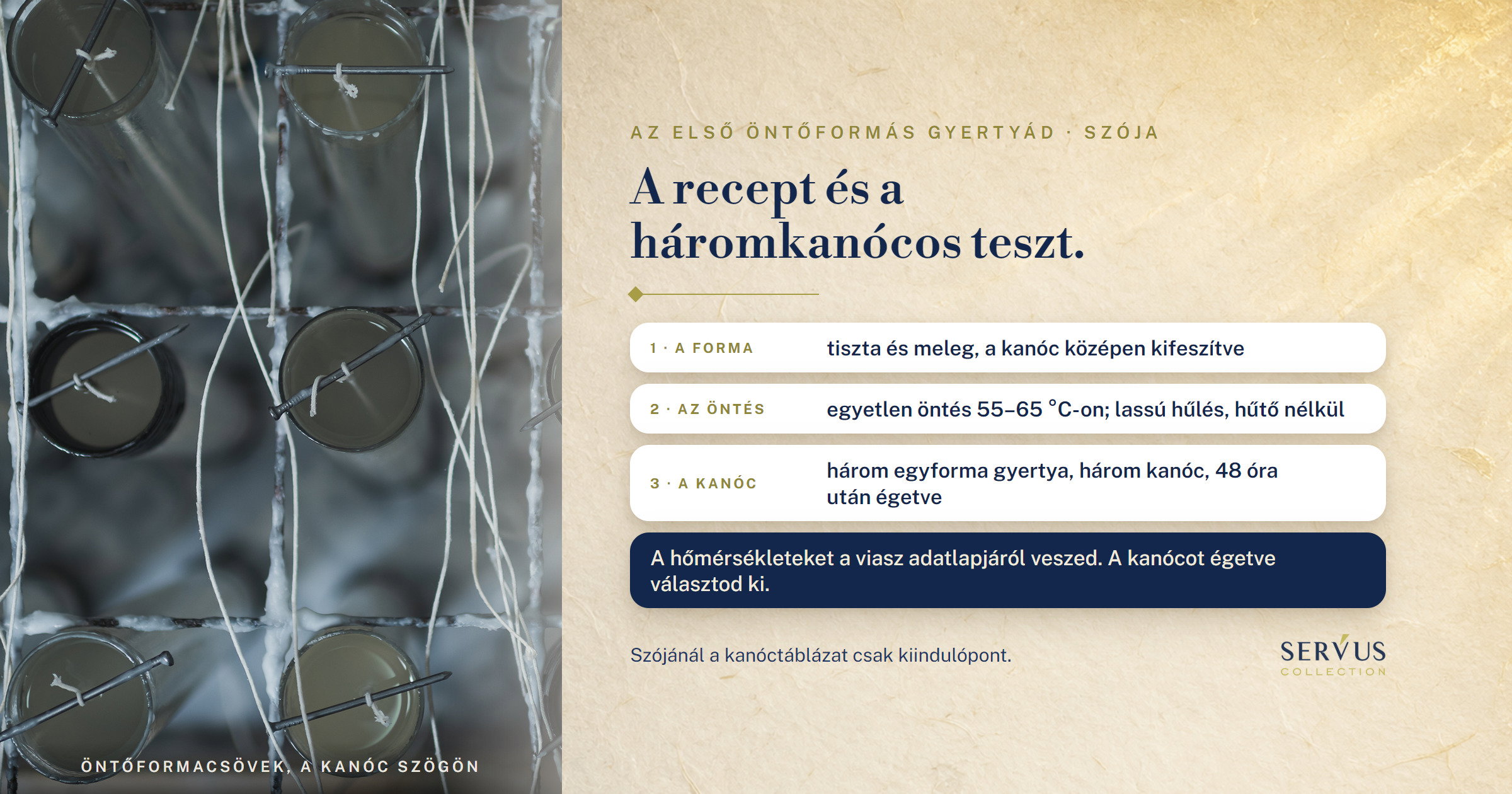 Az első öntőformás gyertyád szójából: a recept és a háromkanócos teszt