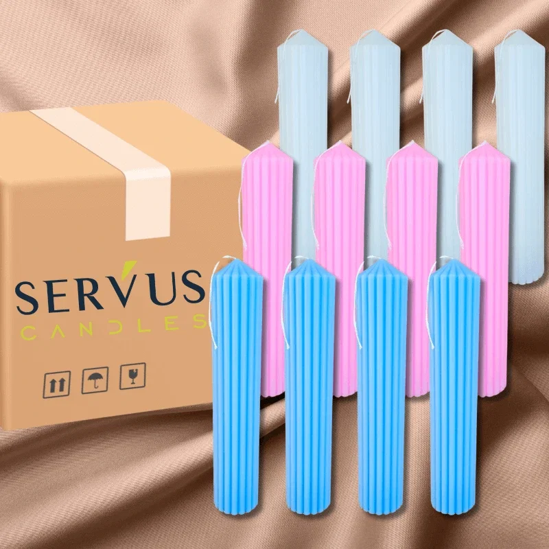 Bax 12 Lumânări Canelate Ø6×35 cm - Mix Pastel Servus [1]