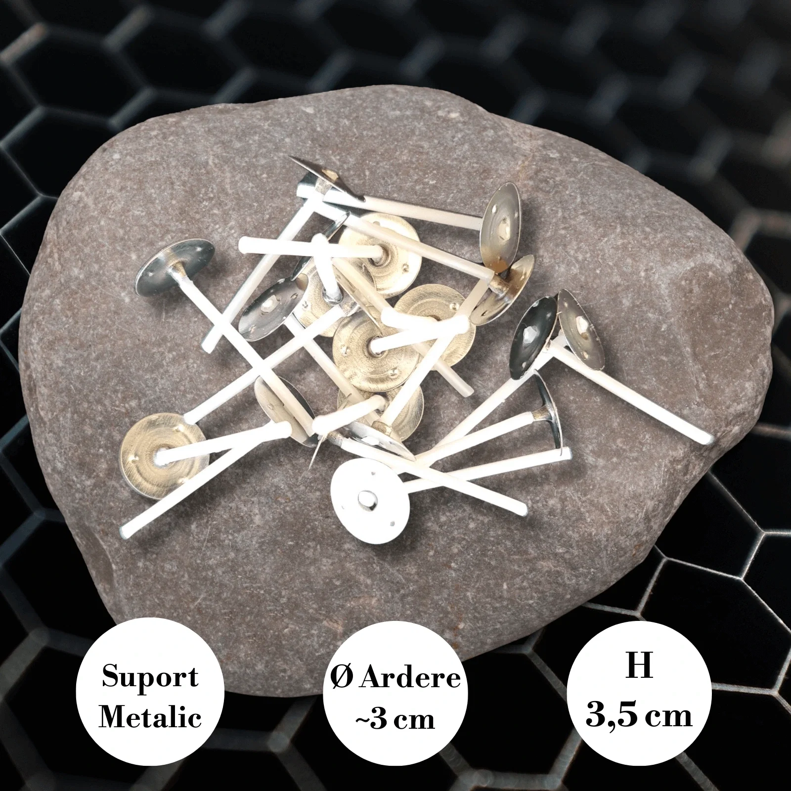 Fitil Cerat din Bumbac cu Suport 3,5 cm | Ø Ardere ~3 cm - Seria Profesională SHW [1]