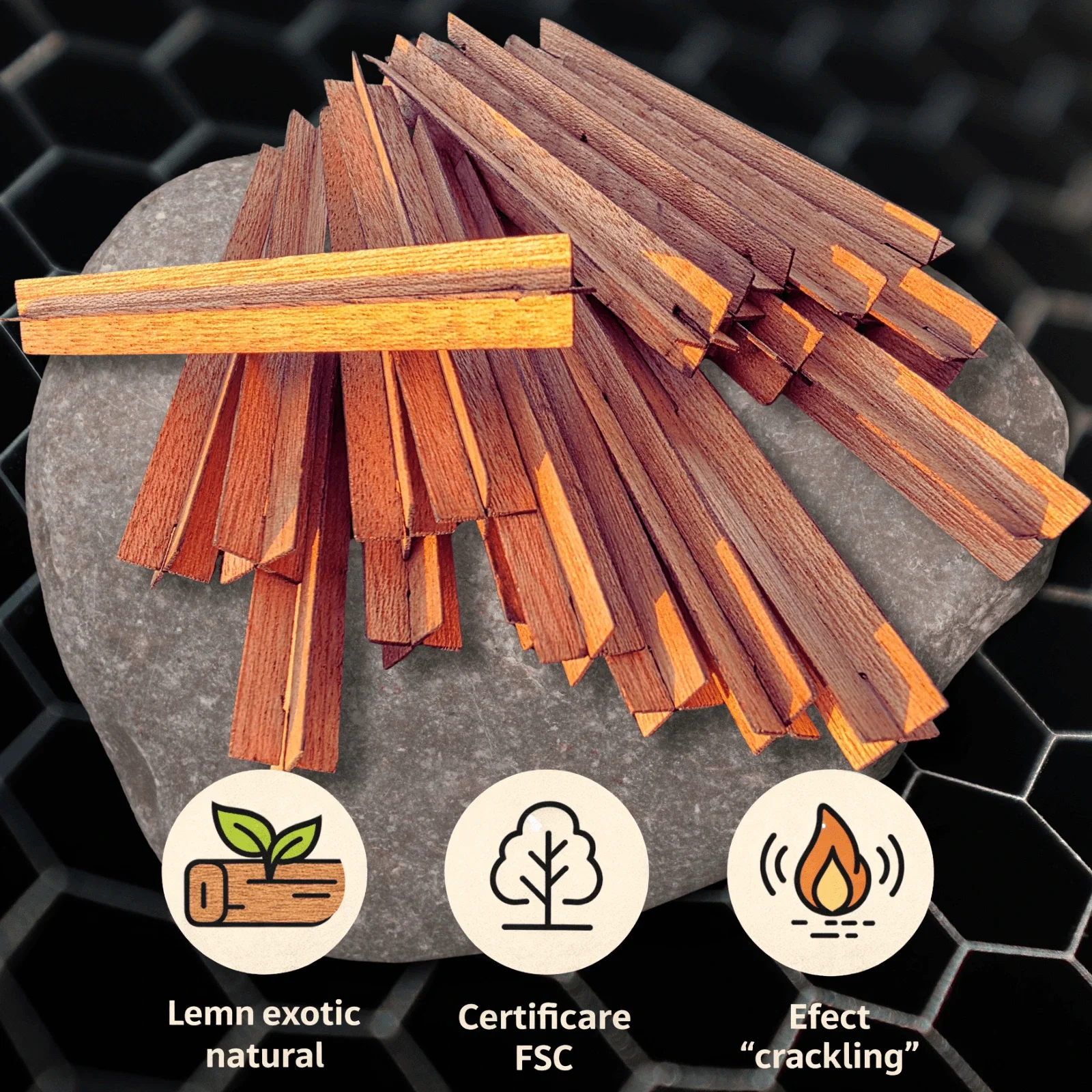 Fitil din lemn exotic tip cruce (X) - 80 × 10 mm - set 20 buc [1]