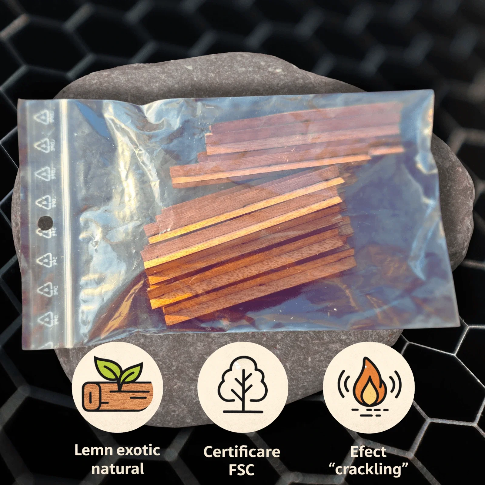 Fitil din lemn exotic tip cruce (X) - 80 × 10 mm - set 20 buc [3]
