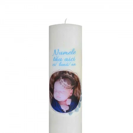 Lumanare Botez Baiatel personalizata cu poza si nume [4]
