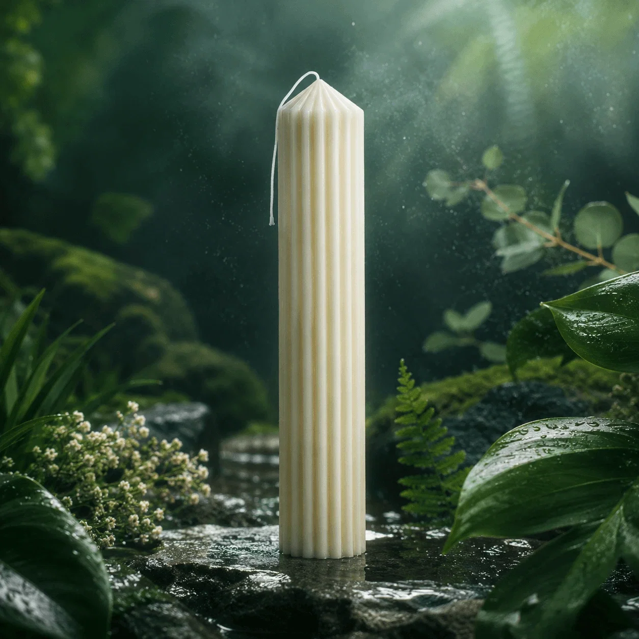 Lumânare Botez Canelată din Ceară de Soia – Ivory Natural [4]