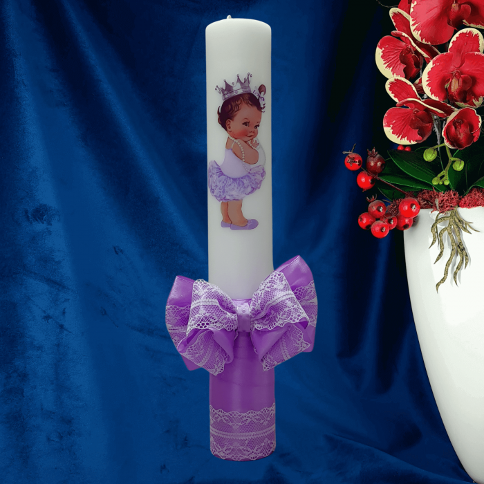 Lumanare botez decorata Printesa cu coroana [3]