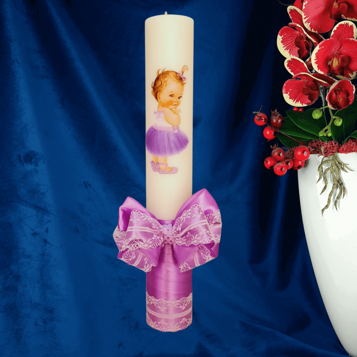 Lumanare botez decorata Printesa Mov [3]