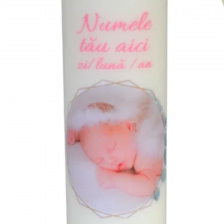Lumanare Botez Fetita personalizata cu poza si nume [2]