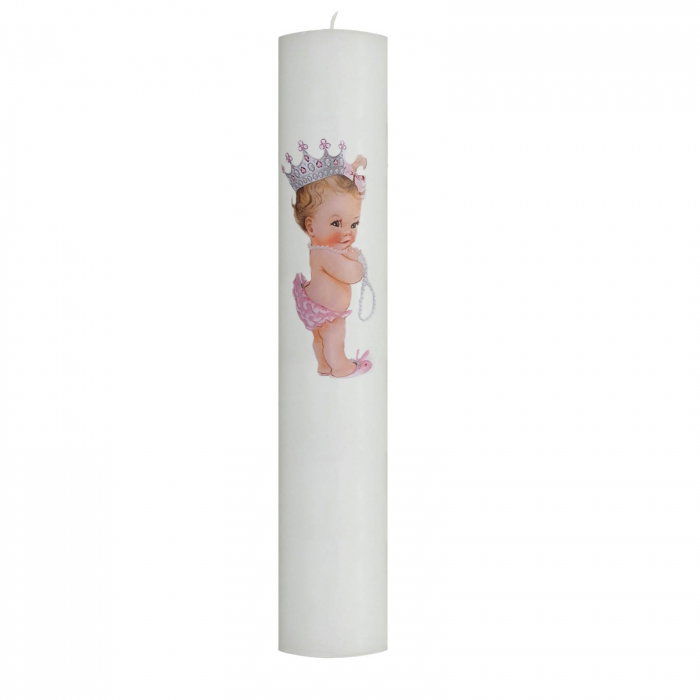 Lumanare Botez Printesa cu roz H30cm D5,5cm [2]