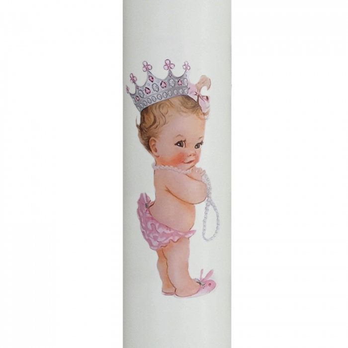 Lumanare Botez Printesa cu roz H30cm D5,5cm [5]