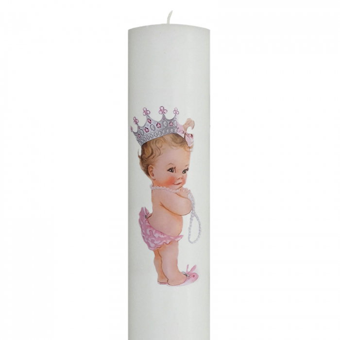 Lumanare Botez Printesa cu roz H30cm D5,5cm [3]