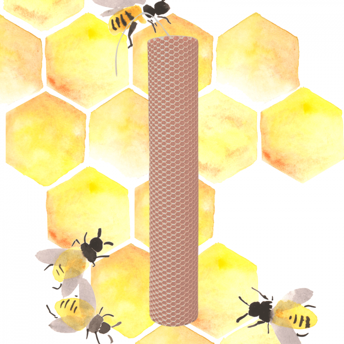 Lumânare tip fagure din ceară colorată, rulată manual - roz pudra [1]