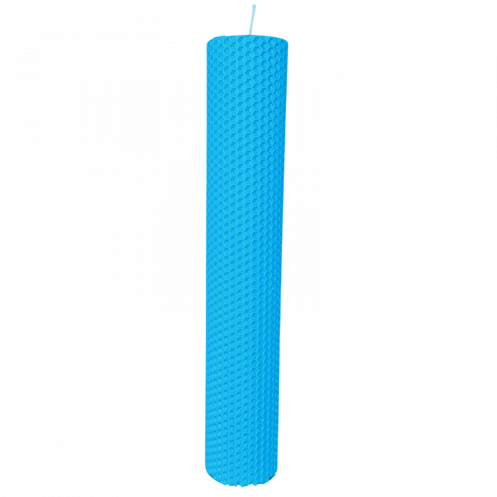 Lumânare tip fagure din ceară colorată, rulată manual - albastru [4]