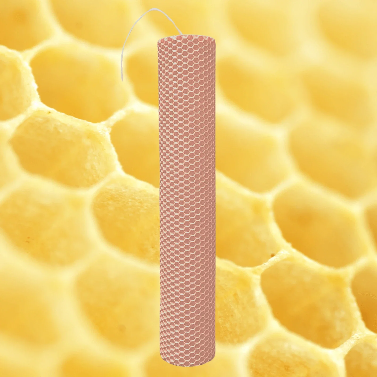 Lumânare tip fagure din ceară colorată, rulată manual - roz pudra [2]