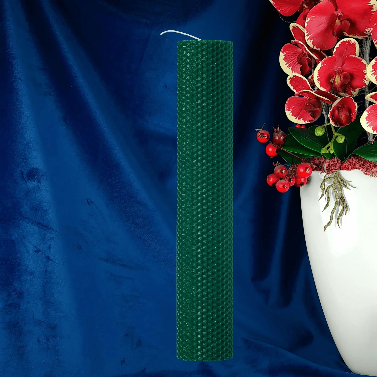 Lumânare tip fagure din ceară colorată, rulată manual - verde inchis [5]