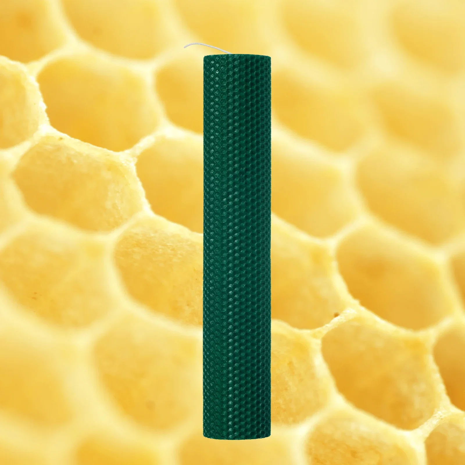 Lumânare tip fagure din ceară colorată, rulată manual - verde inchis [3]