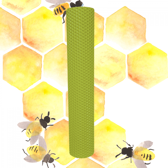 Lumânare tip fagure din ceară colorată, rulată manual - verde lime [1]