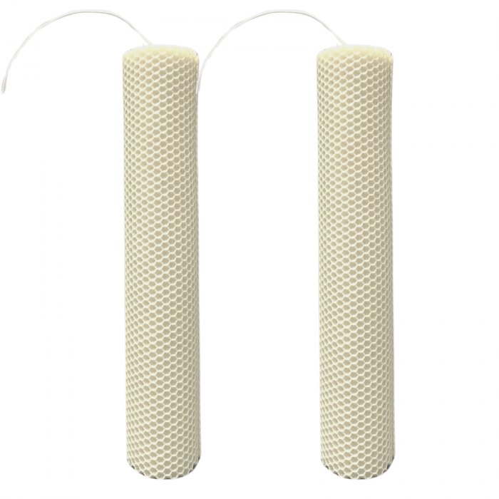 Set 2 lumânări tip fagure din ceară colorată, rulate manual - ivory [4]