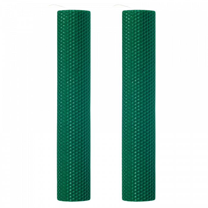 Set 2 lumânări tip fagure din ceară colorată, rulate manual - verde inchis [3]