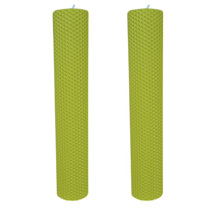 Set 2 lumânări tip fagure din ceară colorată, rulate manual - verde lime [4]
