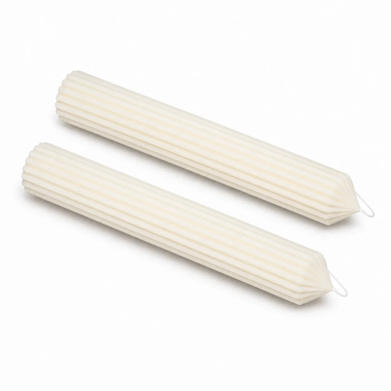 Set 2 Lumânări Nuntă Canelate din Ceară de Soia – Ivory Natural [3]