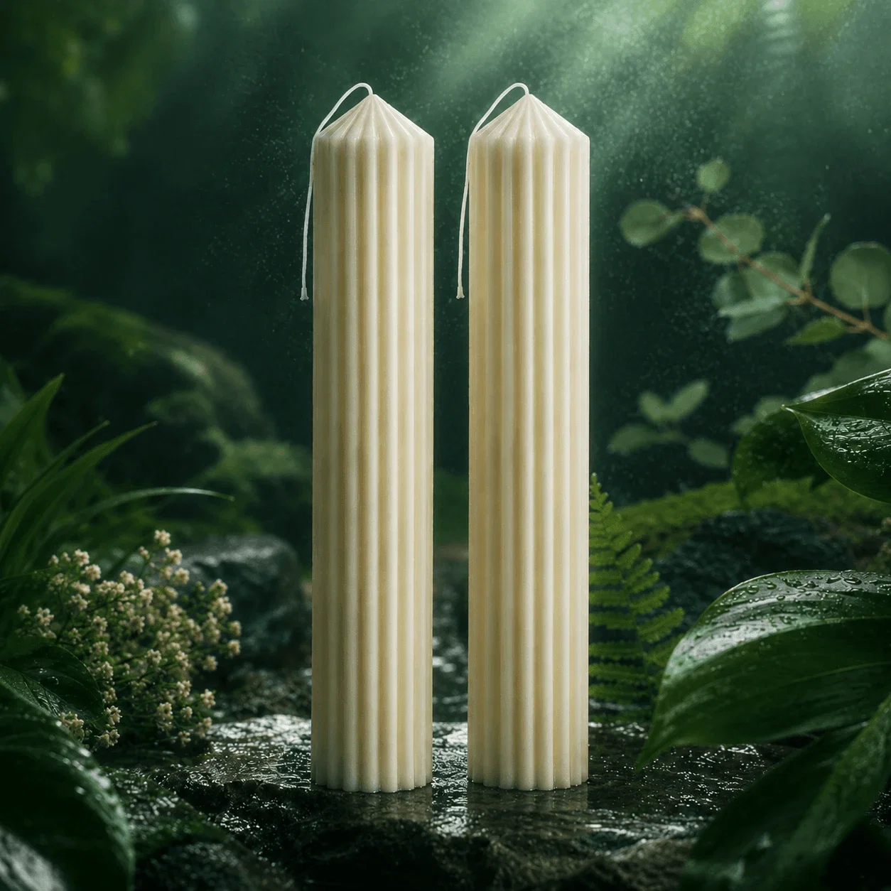 Set 2 Lumânări Nuntă Canelate din Ceară de Soia – Ivory Natural [4]