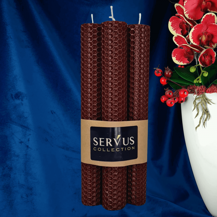 Set 4 Lumânări tip fagure din ceară colorată, rulate manual - Maro [4]