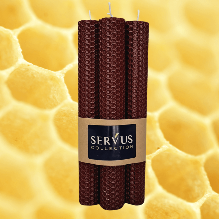 Set 4 Lumânări tip fagure din ceară colorată, rulate manual - Maro [2]