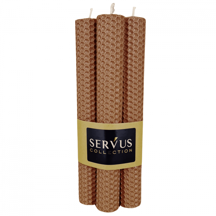 Set 4 Lumânări tip fagure din ceară colorată, rulate manual - Maro Cappuccino [4]