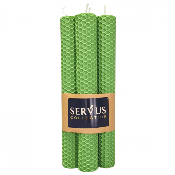 Set 4 Lumânări tip fagure din ceară colorată, rulate manual - Verde deschis [3]