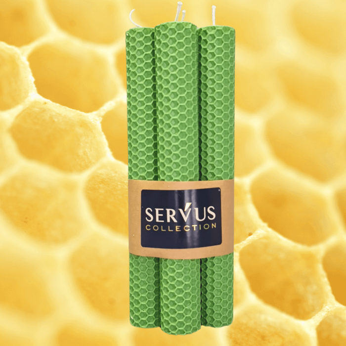 Set 4 Lumânări tip fagure din ceară colorată, rulate manual - Verde deschis [2]