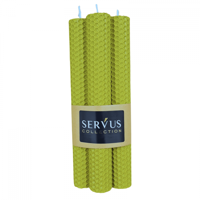 Set 4 Lumânări tip fagure din ceară colorată, rulate manual - Verde Lime [4]