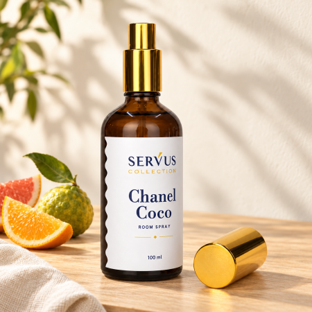 Parfumuri ambientale - Parfum de cameră Chanel Coco 100 ml, sticlă de chihlimbar cu pulverizator auriu – Servus