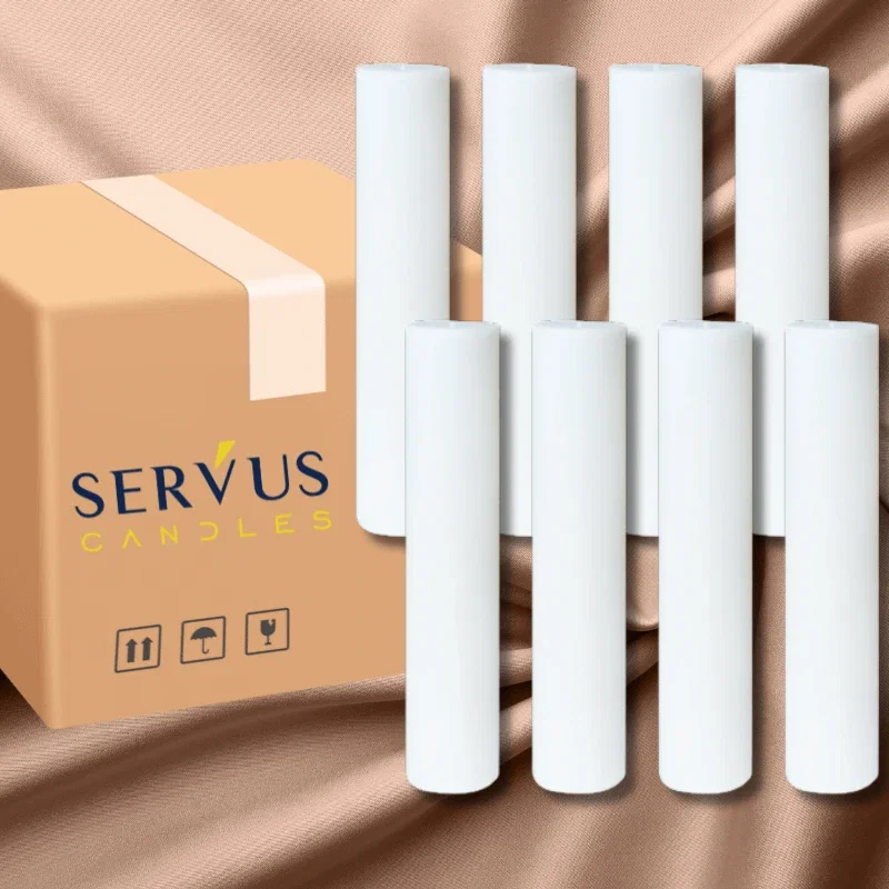 Lumânări Botez simple - Bax 8 lumânări albe Ø7×35 cm