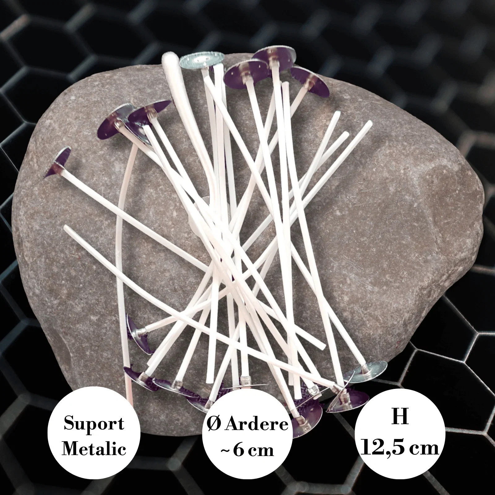 Fitil – Lumânări - Fitil Cerat din Bumbac cu Suport 12,5 cm | Ø Ardere ~6 cm - Seria Profesională SHW