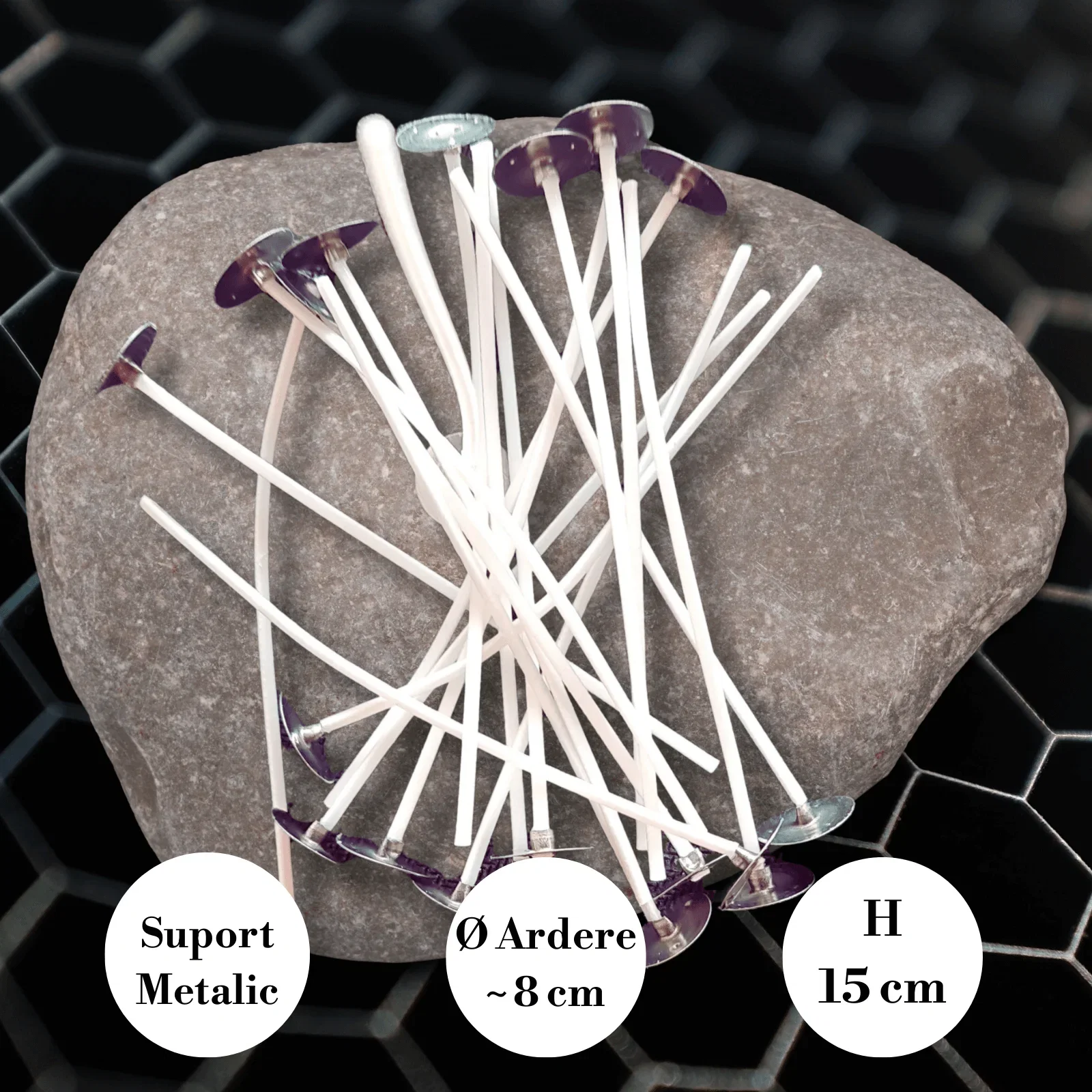 Fitil – Lumânări - Fitil Cerat din Bumbac cu Suport 15 cm | Ø Ardere ~8 cm - Seria Profesională SHW