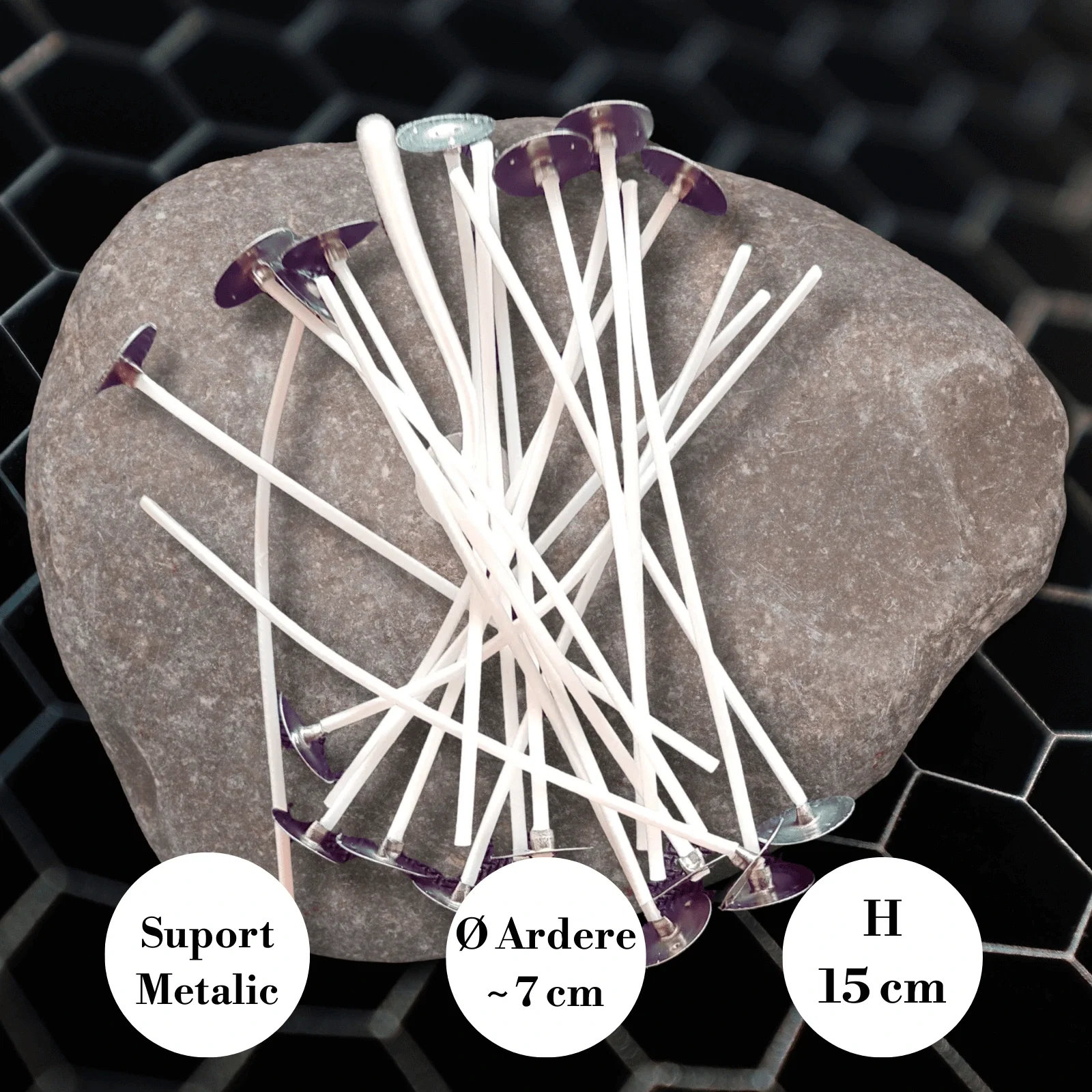 Fitil Cerat din Bumbac cu Suport 15 cm | Ø Ardere ~7 cm - Seria Profesională SHW [0]