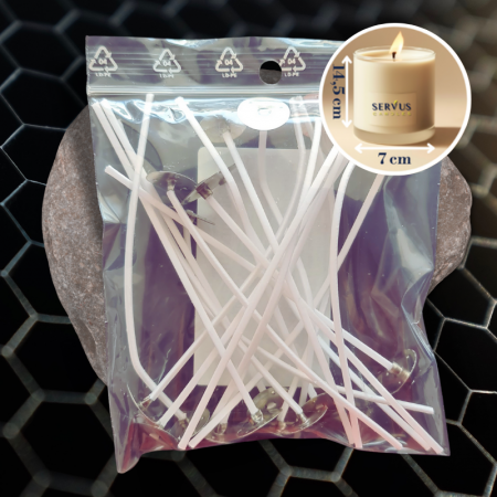 Fitil Cerat din Bumbac cu Suport 15 cm | Ø Ardere ~7 cm - Seria Profesională SHW [2]